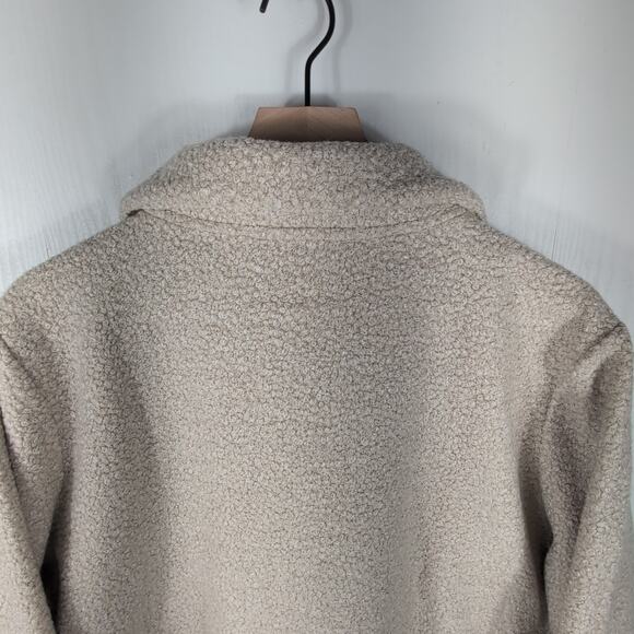 New Tommy Hilfiger Womens XXL Faux Sherpa Snap Button Jacket Coat Beige Warm - Picture 7 of 15